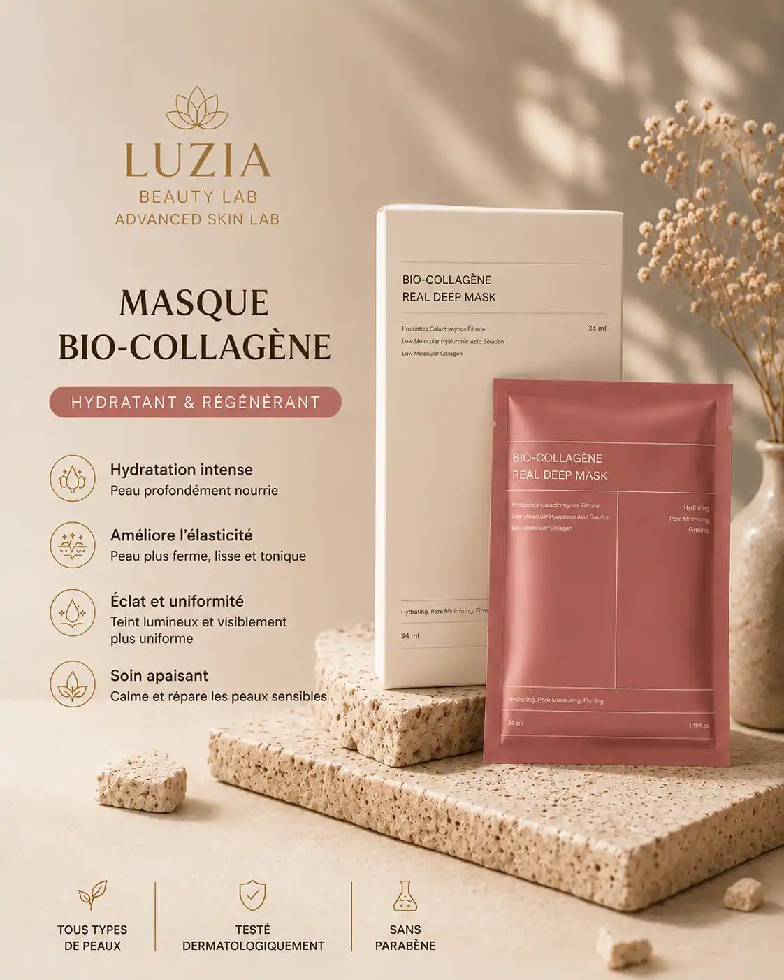 Luzia Bio-Collagen Deep Mask - Boîtes de 4 masques